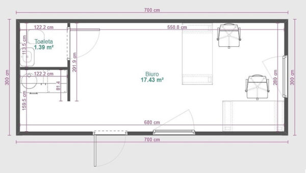 Contenitore per ufficio di 21 m2 con WC + angolo cottura - immagine 5